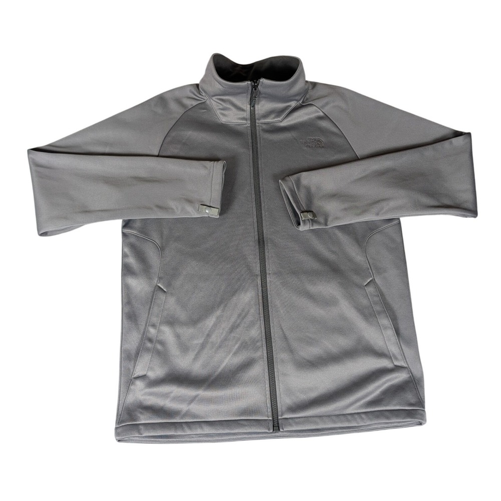 The North Face Mens Full Zip Fleece Jacket Grey Mock Neck Raglan Sleeve M